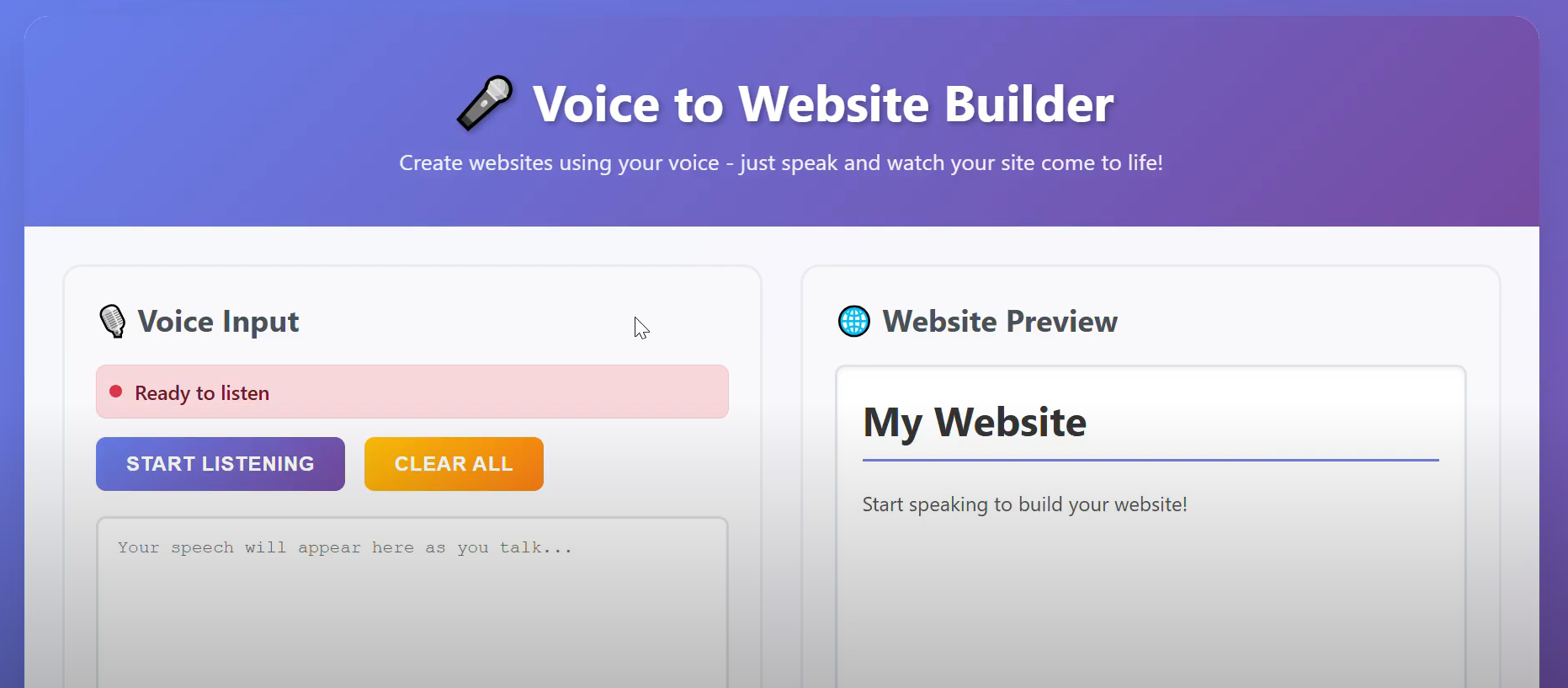 Voice to website
